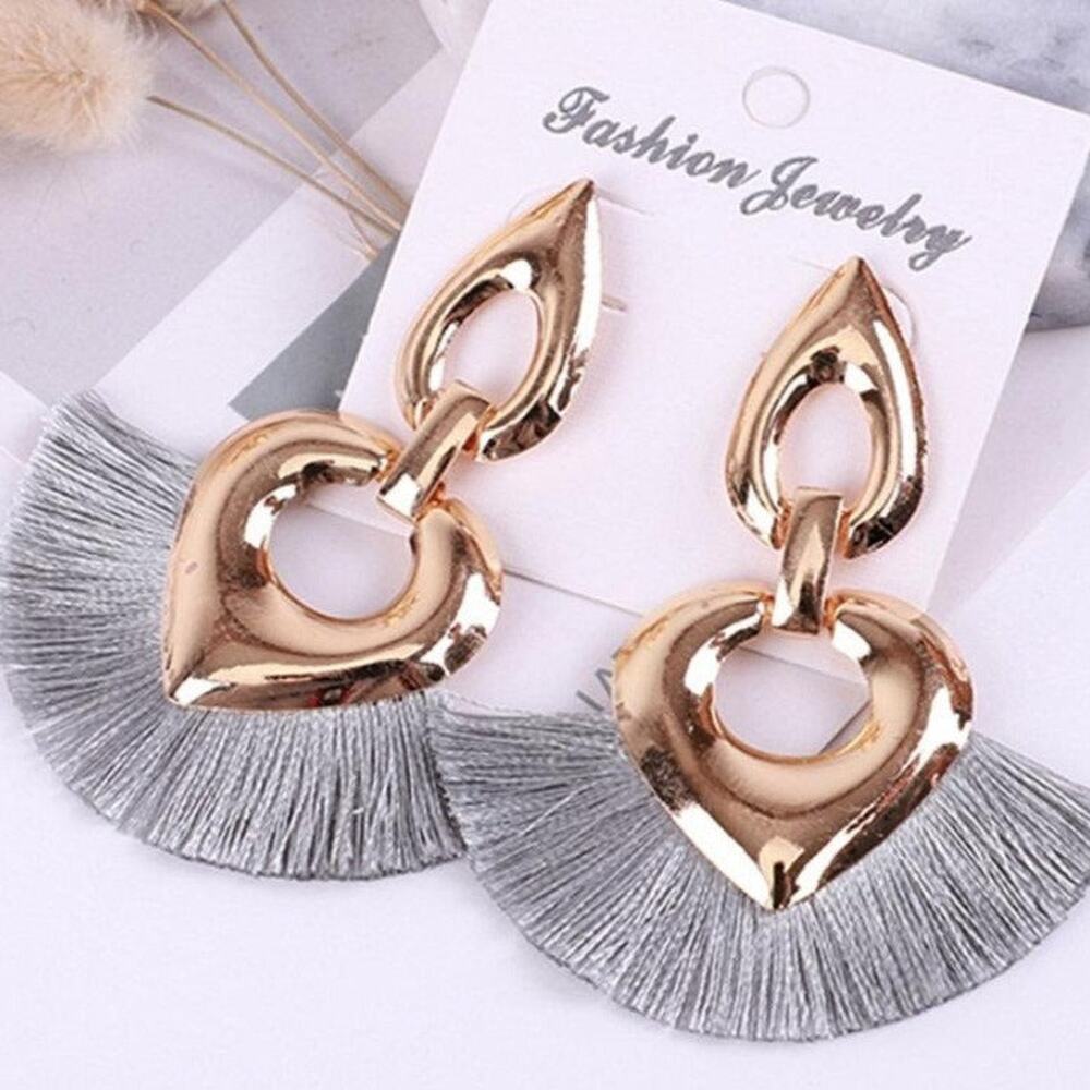 Bohemian Fan Tassel Statement Earrings